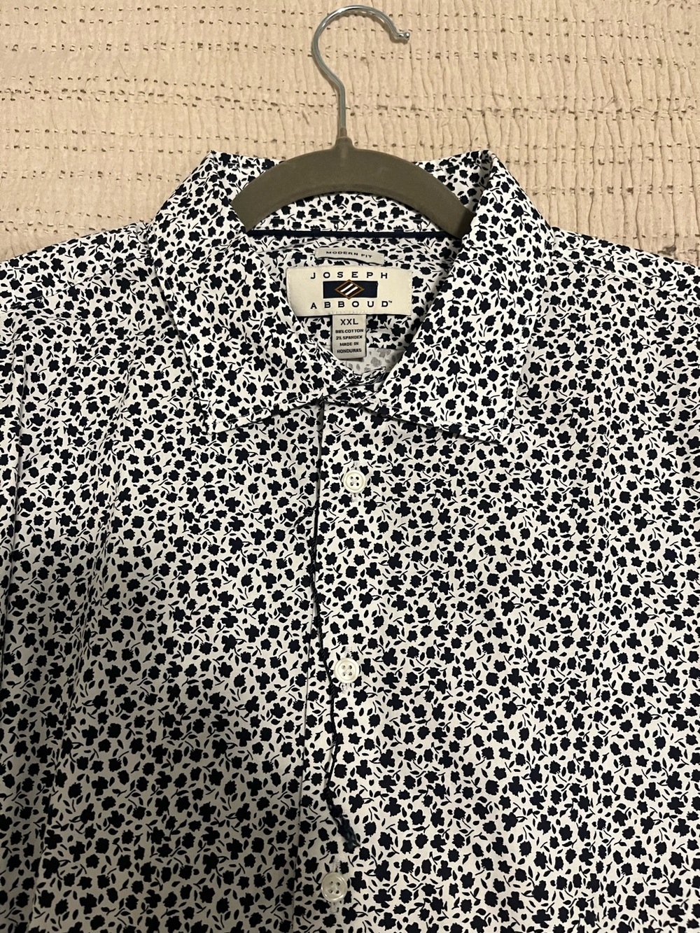 Joseph Abboud White Shirt with Navy Floral Print